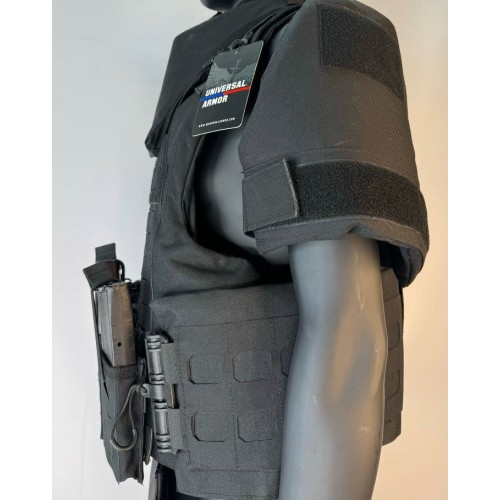 Бронежилет разгрузочный UNIVERSAL ARMOR в Люберцах (СВМПЭ + бронеплиты Бр5 класса) черный