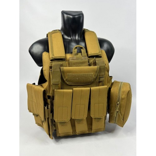 Тактический разгрузочный жилет «5 / пять карманов» с подсумками Tactical Molle Plate Carrier для съемных бронепластин в Люберцах